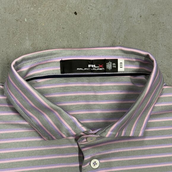 NWOT RLX Ralph Lauren Polo Golf Shirt Stretch Short Sleeve Striped XXL - Picture 5 of 7